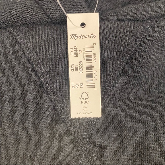 NWT Madewell Womens Plus MWL Airyterry Hoodie Sweatshirt Black Size 1X - Picture 5 of 9